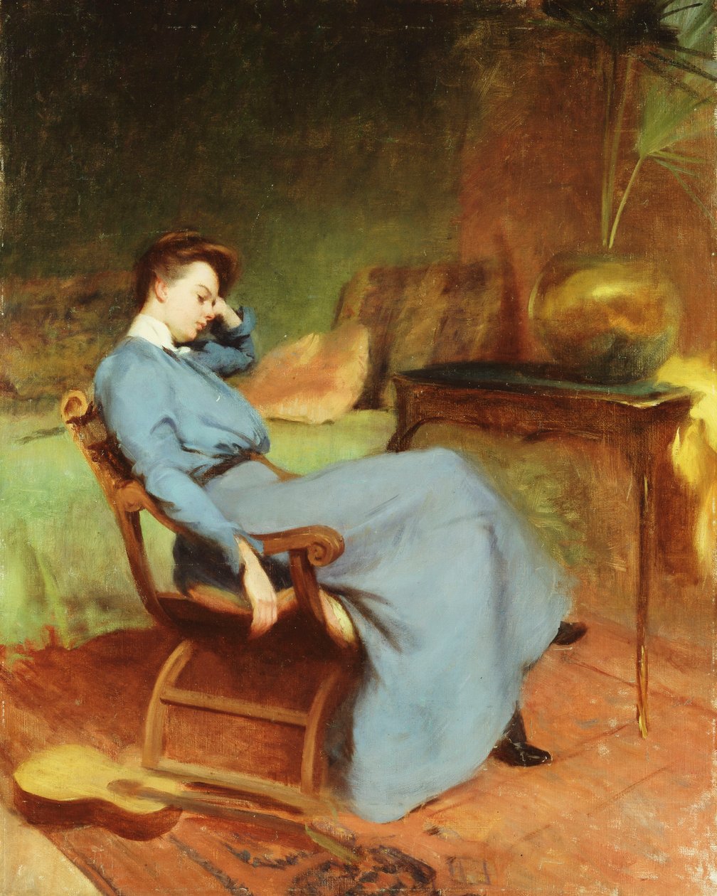 Uma sesta da tarde (óleo sobre tela deitado sobre alumínio) de Frederick Andrew Bosley