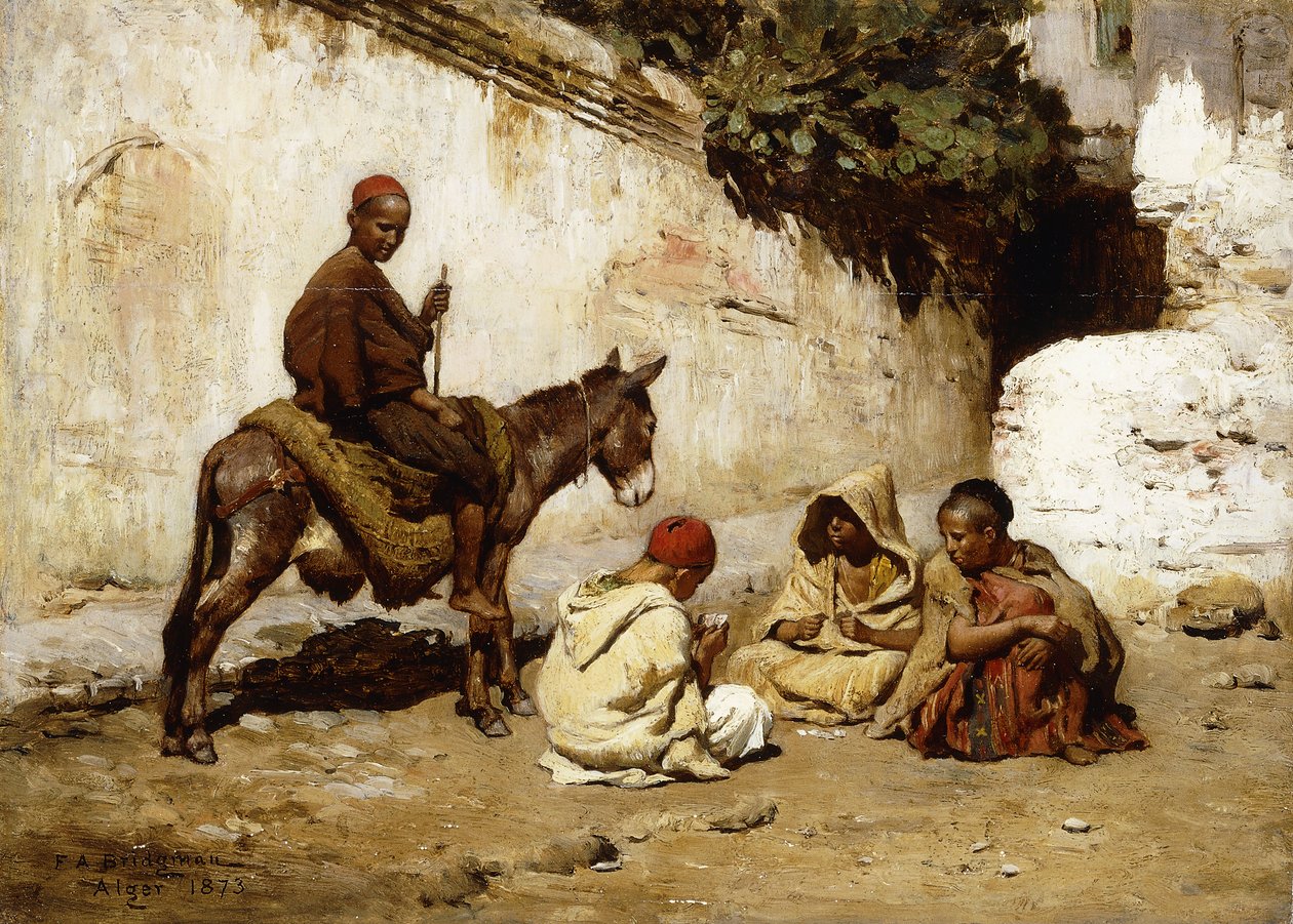 Crianças árabes jogando cartas, 1873 de Frederick Arthur Bridgman
