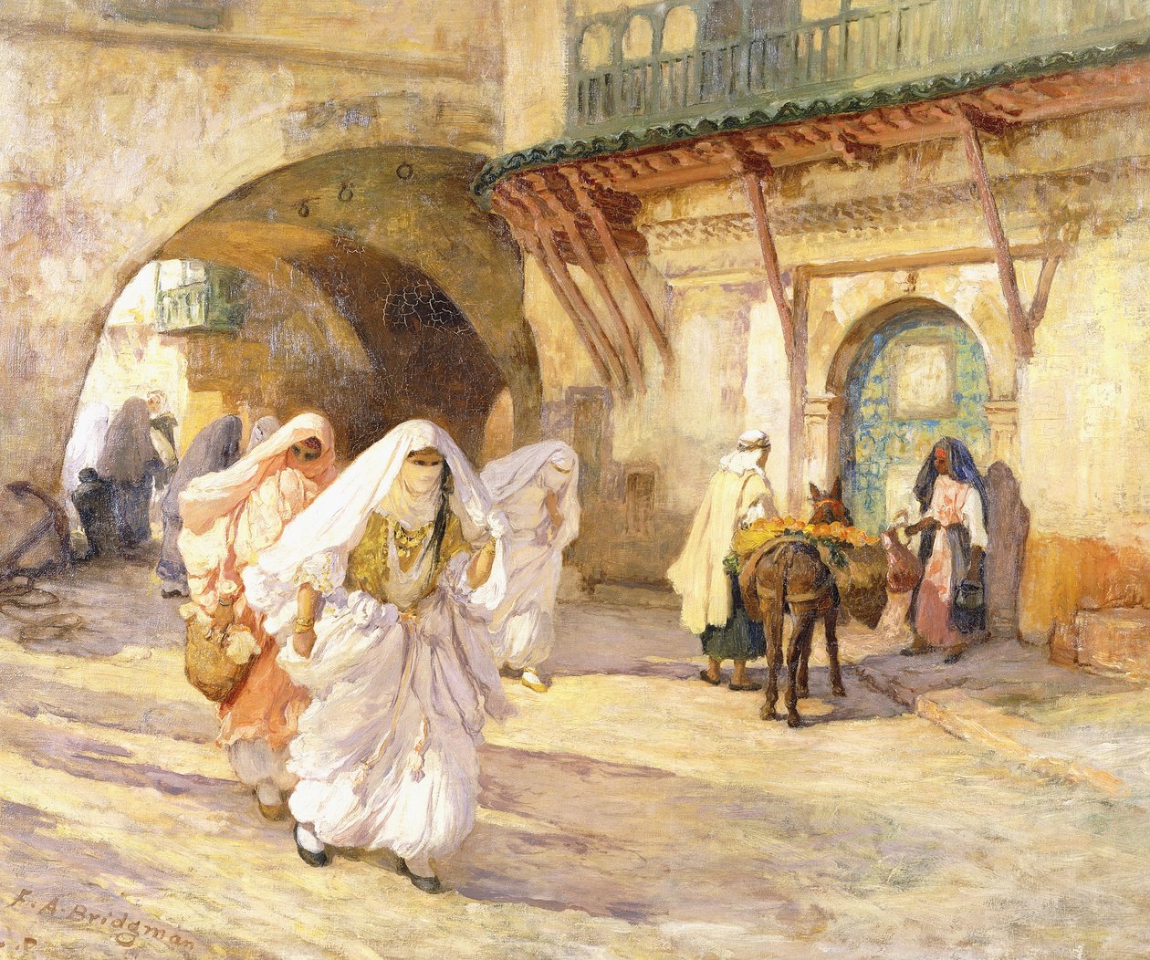 Mulheres árabes em uma rua, de Frederick Arthur Bridgman