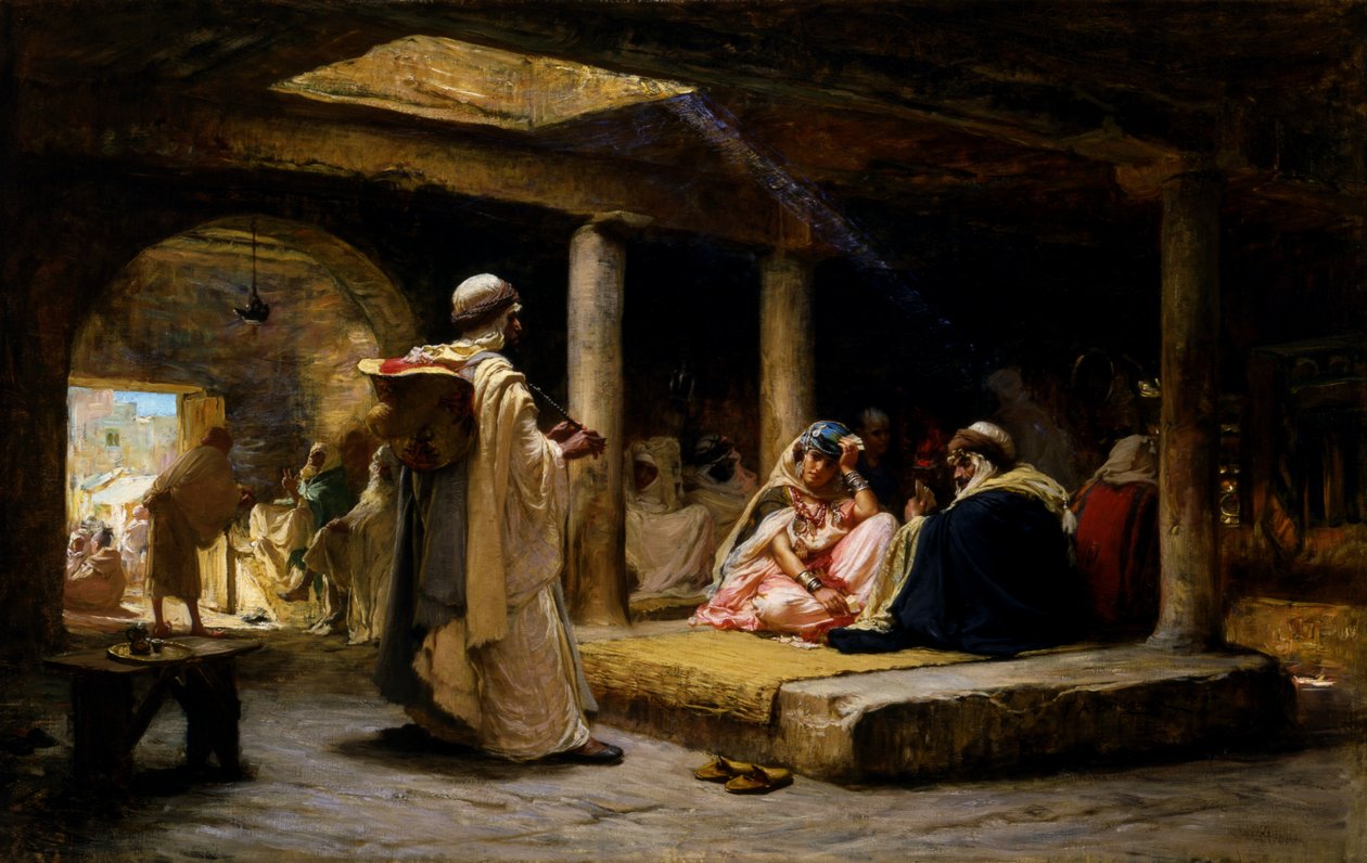 Café em Biskra, Argélia, 1884. de Frederick Arthur Bridgman