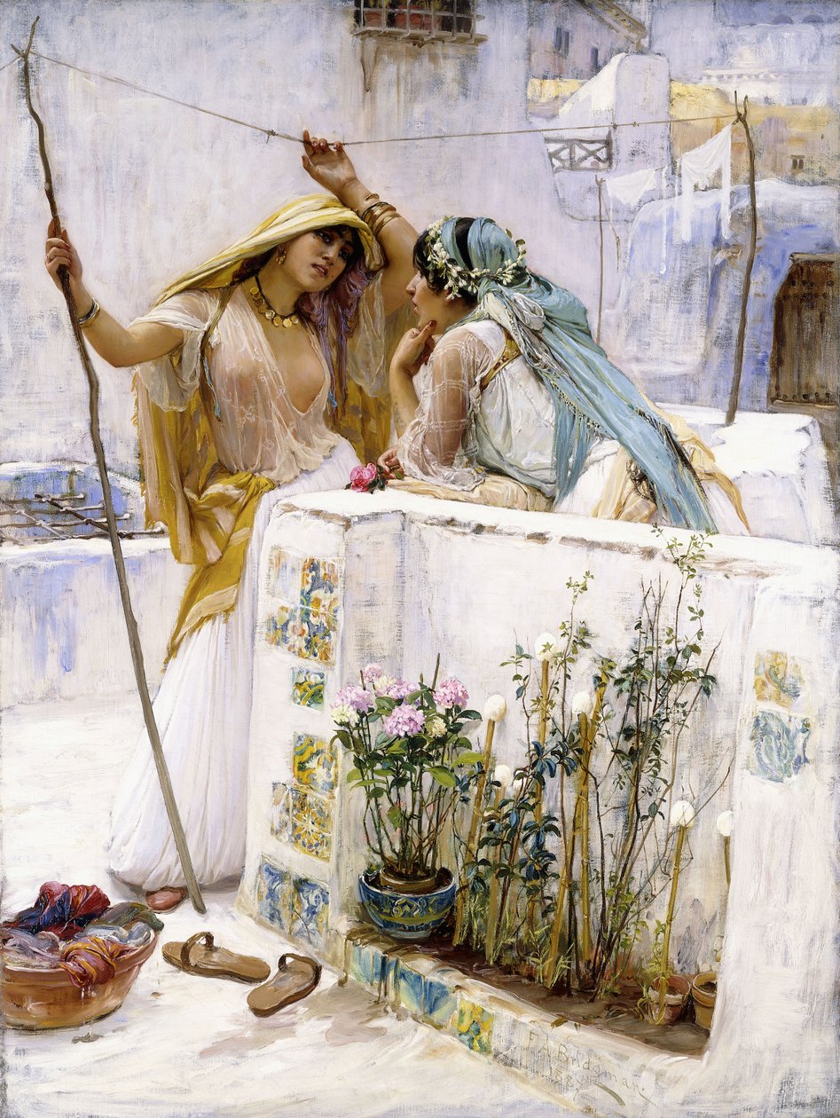 Os vizinhos, terraços de Argel, 1887 de Frederick Arthur Bridgman