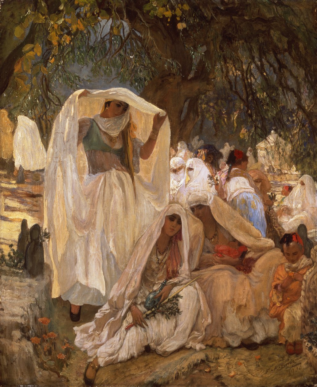 Mulheres de Blidah no dia do Profeta, Argélia de Frederick Arthur Bridgman