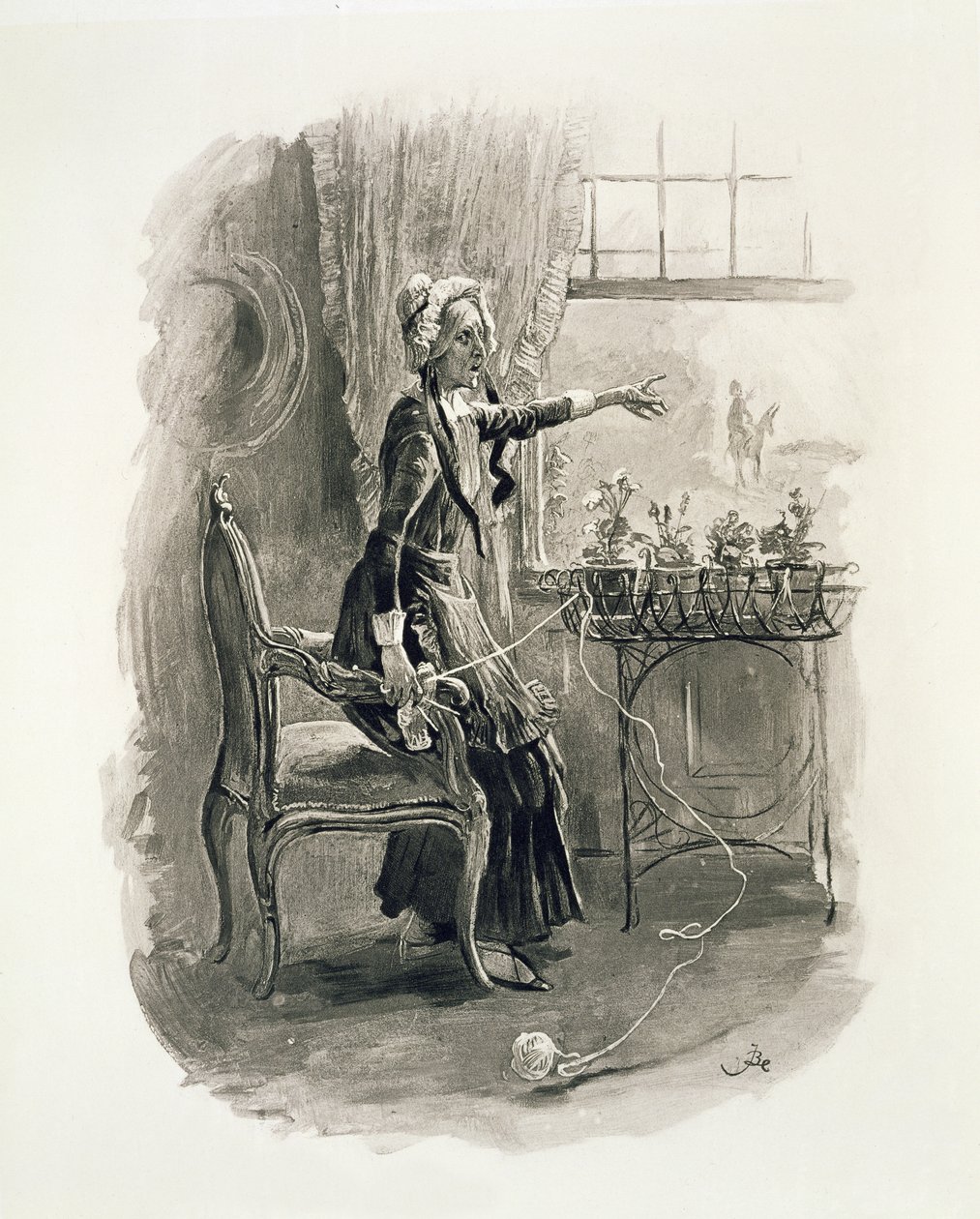 Sra. Betsy Trotwood, de "Charles Dickens: Uma fofoca sobre sua vida", de Thomas Archer, publicado em 1894 de Frederick Barnard