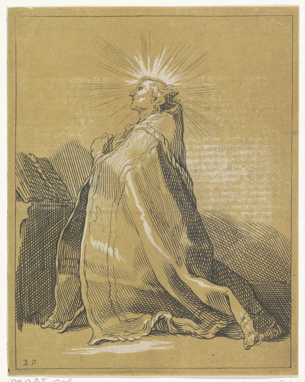 Santo ajoelhado em oração de Frederick Bloemaert