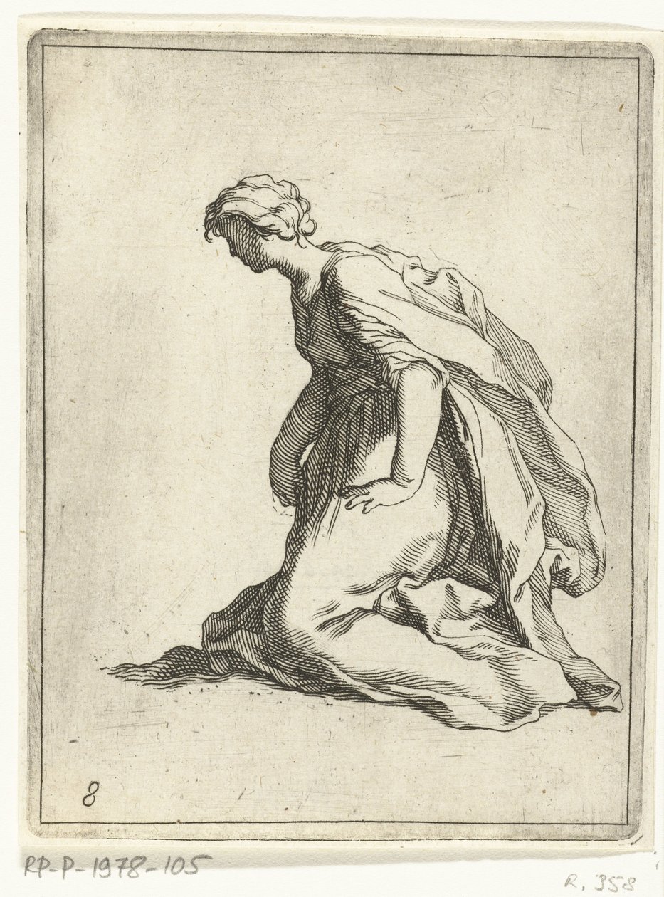 jovem ajoelhada 15 figuras pequenas (título da série) de Frederick Bloemaert