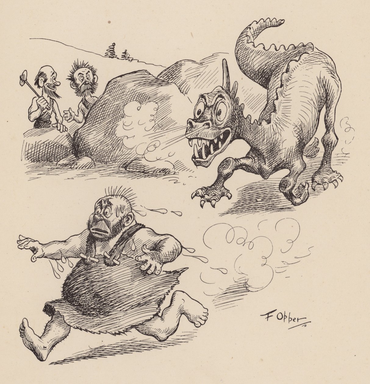 Os nossos antepassados antediluvianos, de F. Opper: Número Cinco (litografia) de Frederick Burr Opper