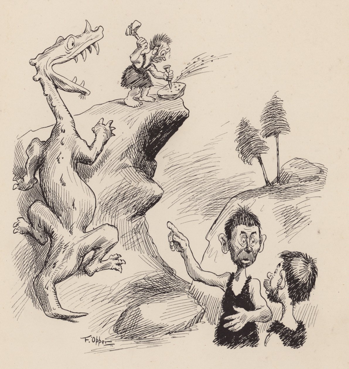 Os nossos antepassados antediluvianos, de F. Opper: Número Quatro (litografia) de Frederick Burr Opper
