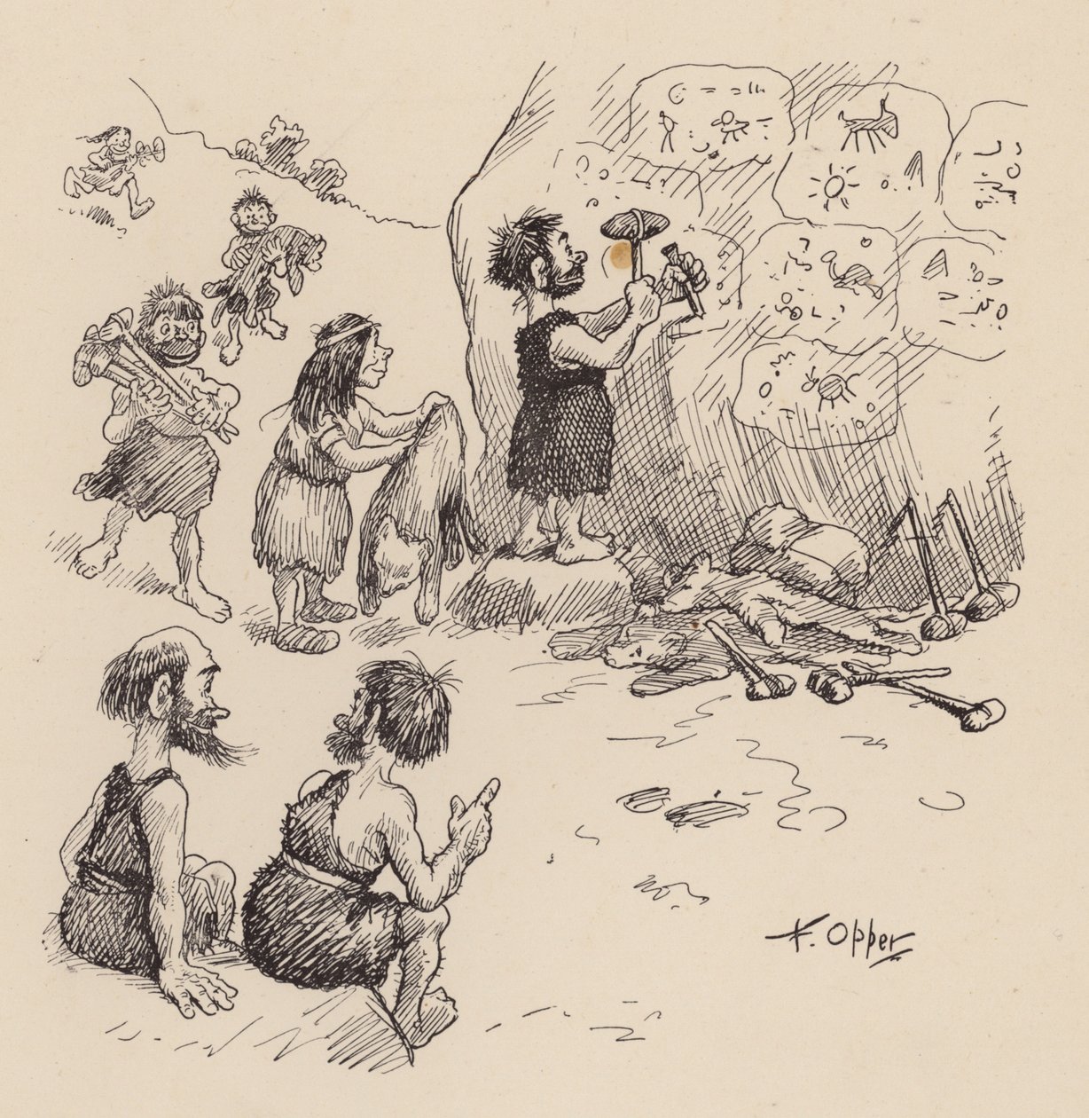 Os nossos antepassados antediluvianos, de F. Opper: Número Seis (litografia) de Frederick Burr Opper