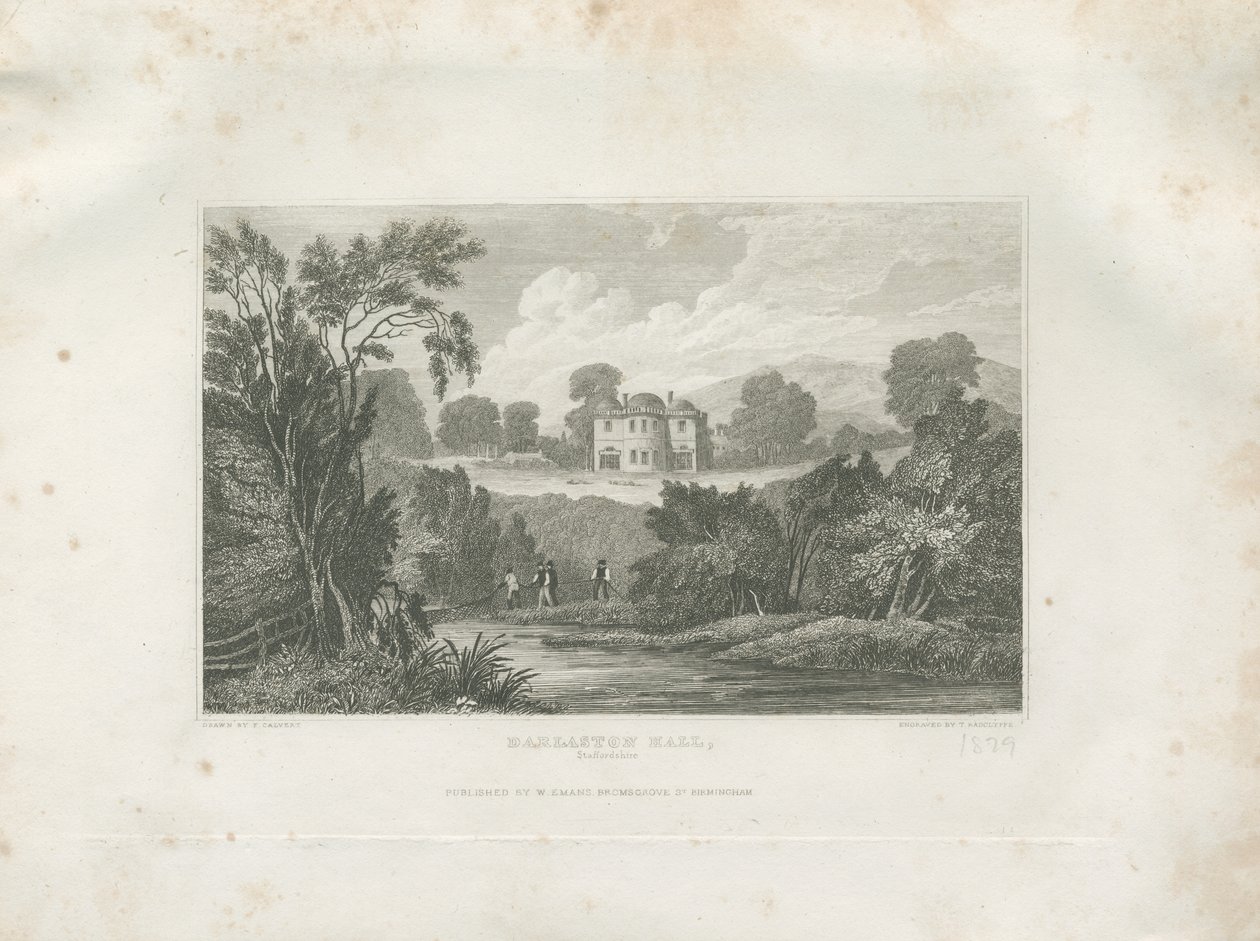 Barlaston Hall: gravura, séc. XIX de Frederick Calvert