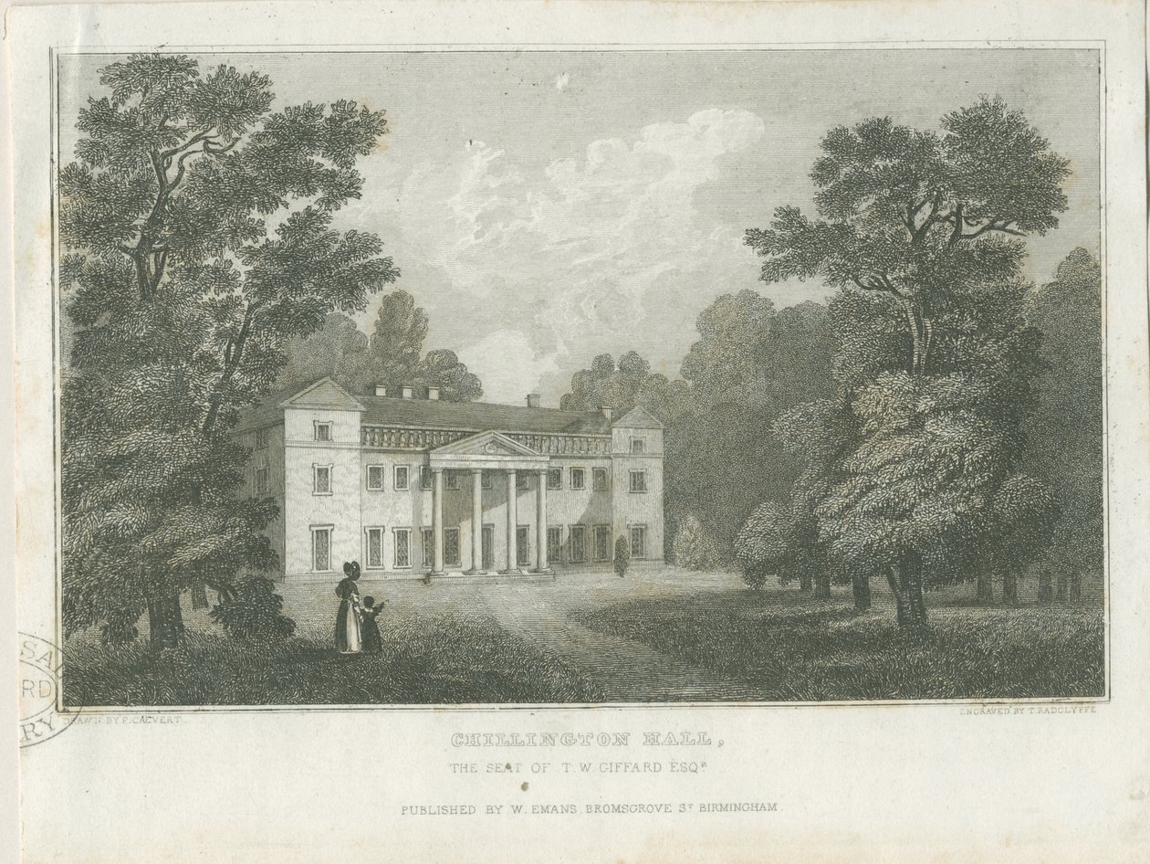 Chillington Hall: gravura, nd [1830] (imprimir) de Frederick Calvert