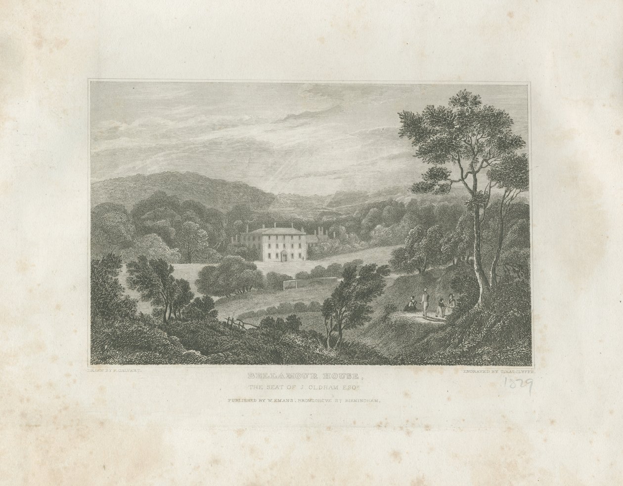 Colton - Bellamour House: gravura, nº [c 1830] de Frederick Calvert