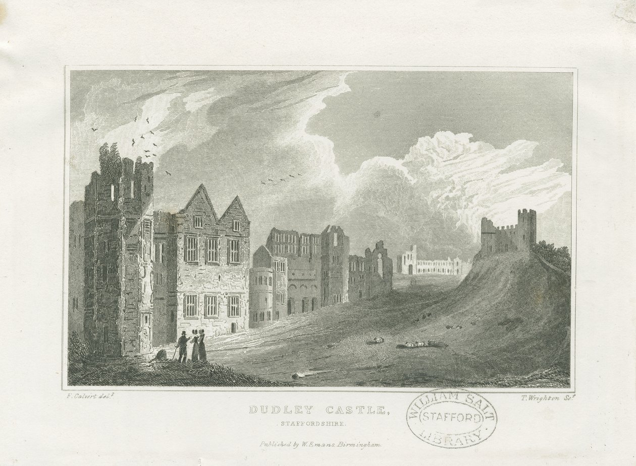 Castelo Dudley - A Fortaleza: gravura em aço, nd [19 cêntimos] (estampado) de Frederick Calvert
