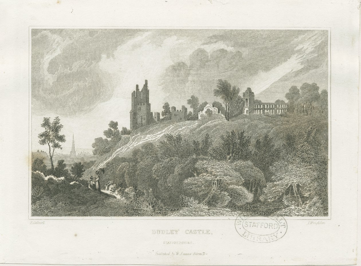 Castelo de Dudley: gravura, séc. XIX de Frederick Calvert