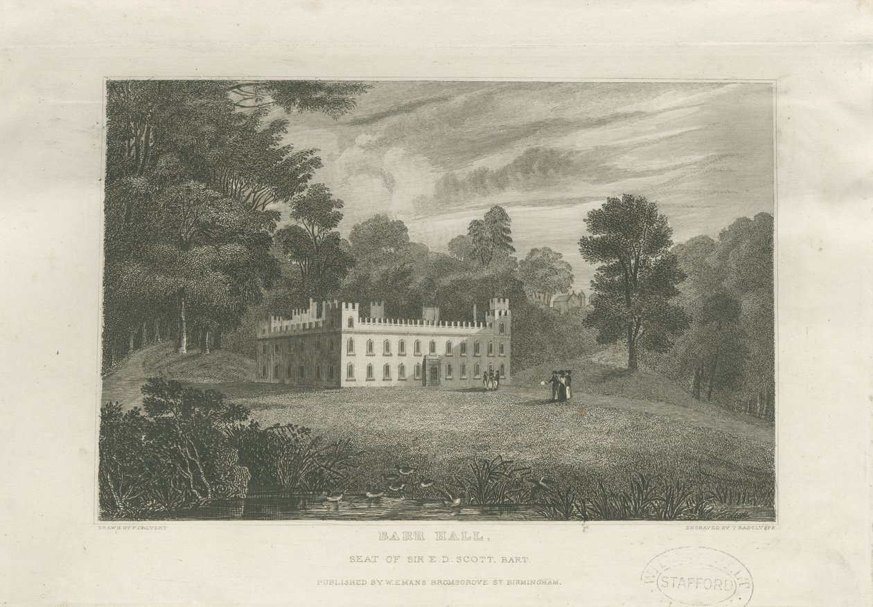 [Grande] Barr Hall: gravura, nd [meados do século XIX] de Frederick Calvert