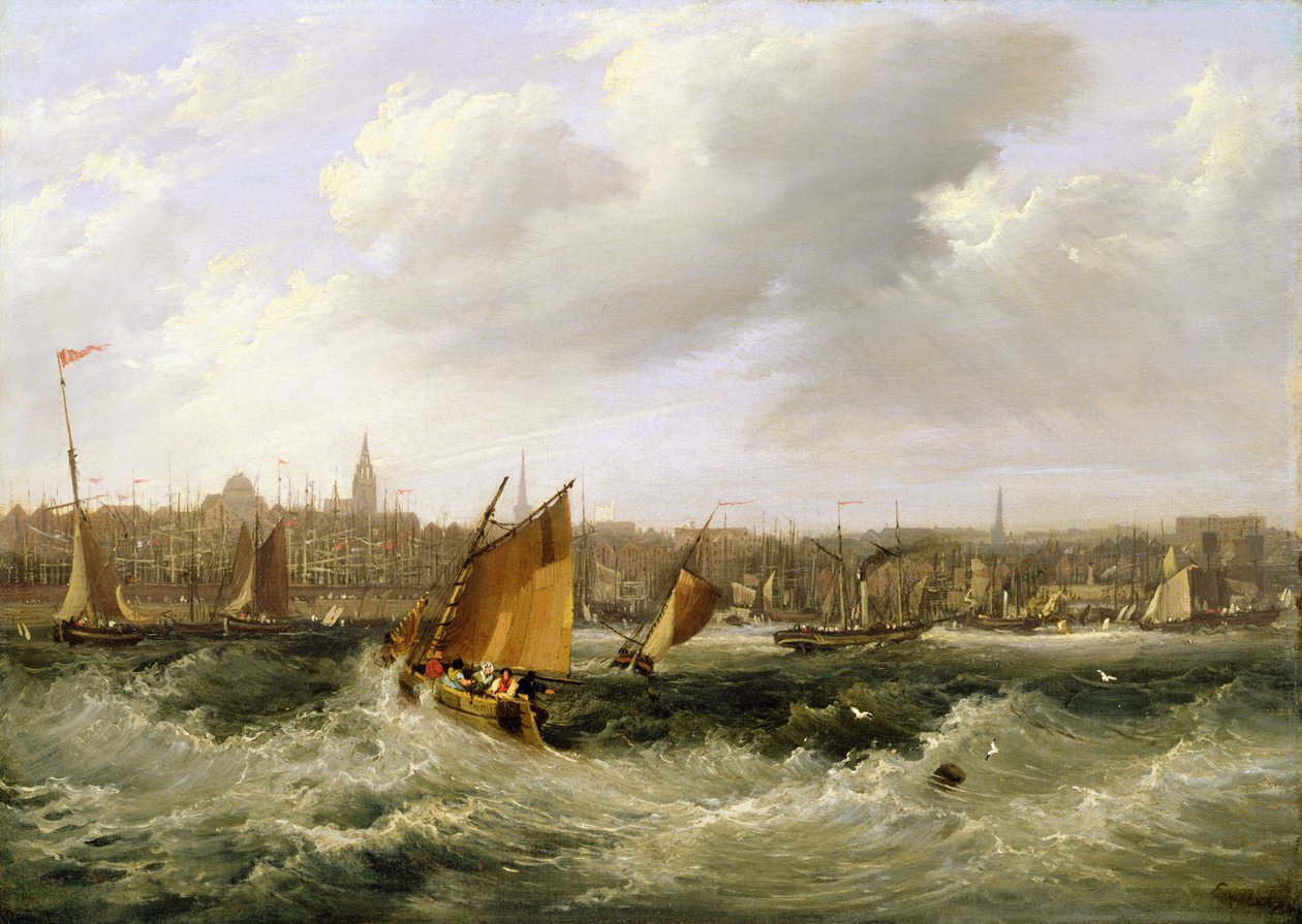 Liverpool, Lancashire do rio Mersey e New Brighton, 1838 (para par, ver 257066) de Frederick Calvert
