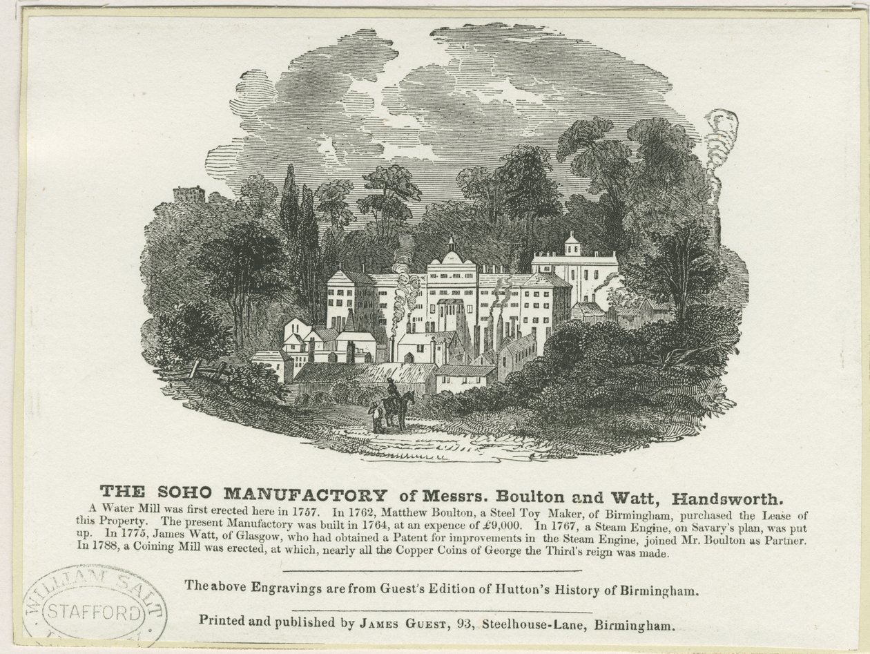Soho Manufactory: gravura em xilogravura de Frederick Calvert