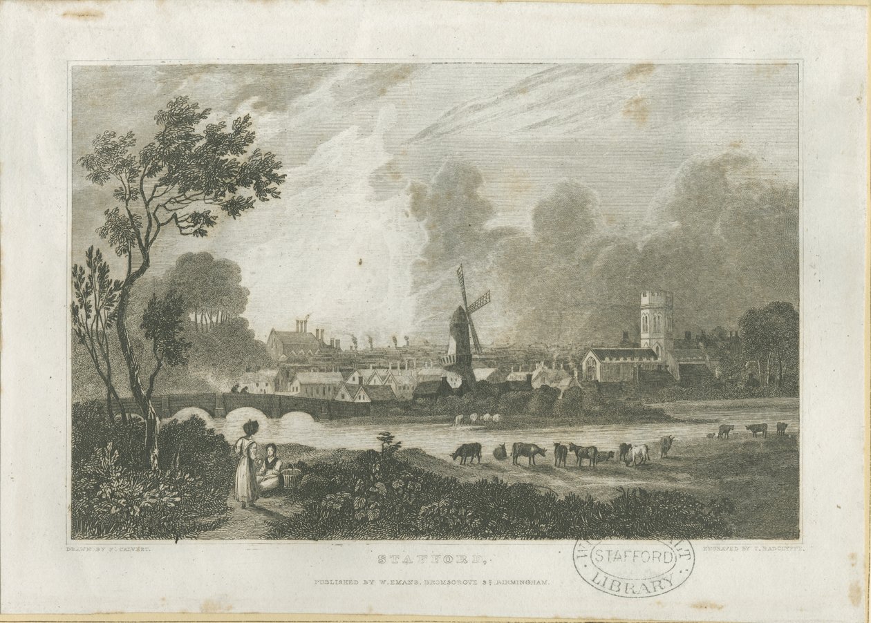Stafford - Vista Sudoeste: gravura, nd [c 1830] (imprimir) de Frederick Calvert