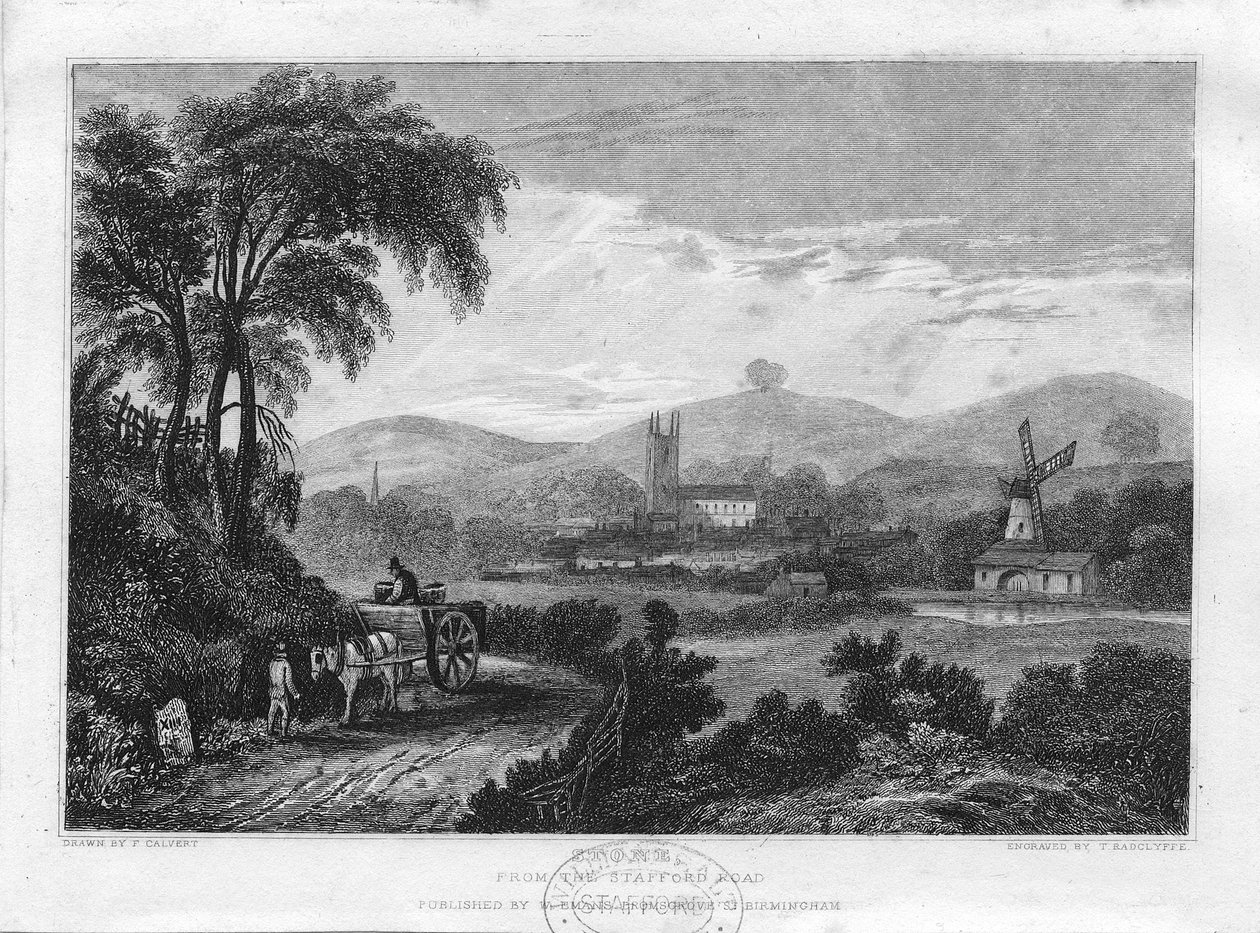 Pedra da estrada de Stafford: gravura, nd [c 1830] de Frederick Calvert