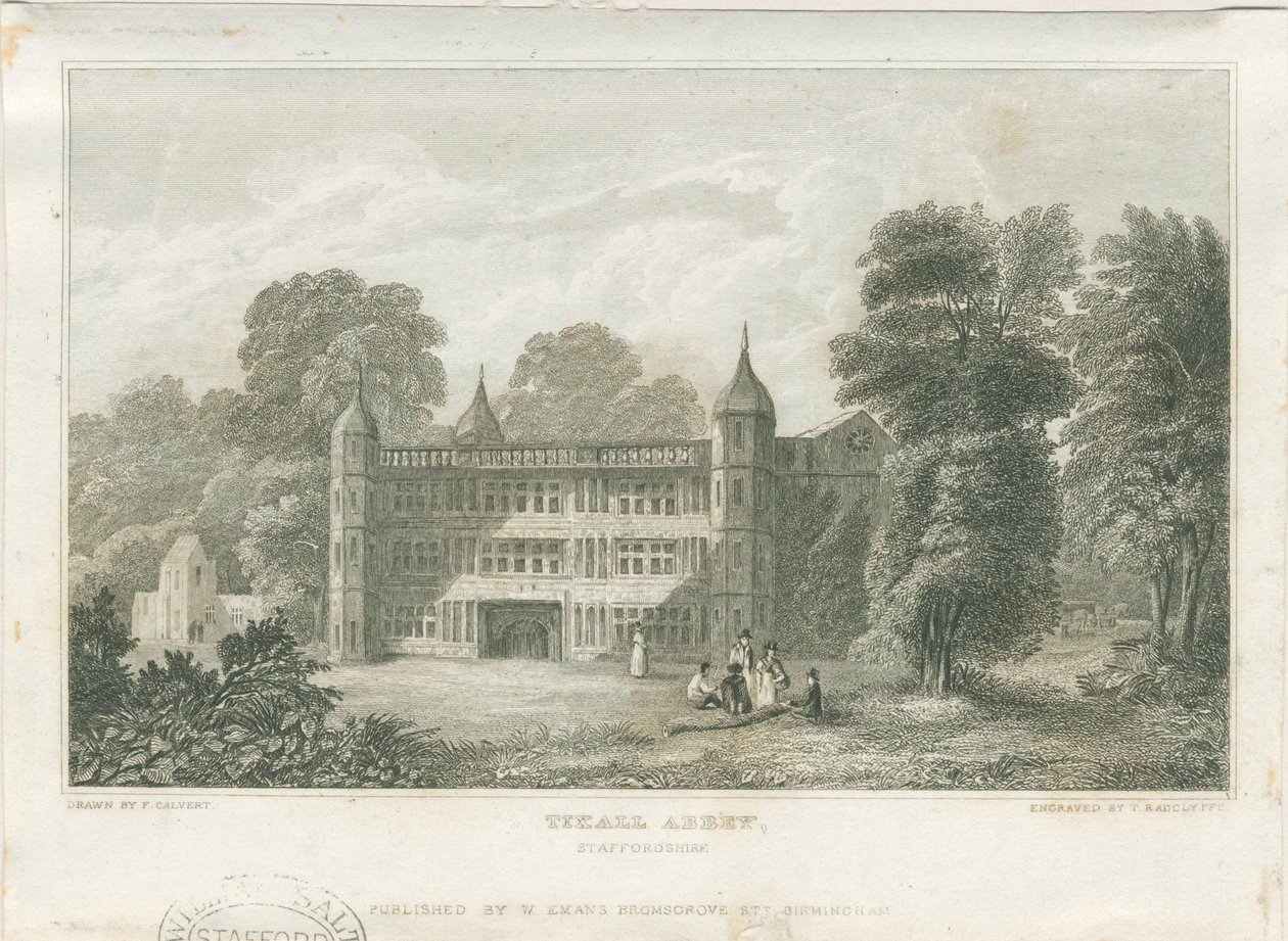 Tixall Hall - Gatehouse: gravura, nd [c 1830] (imprimir) de Frederick Calvert