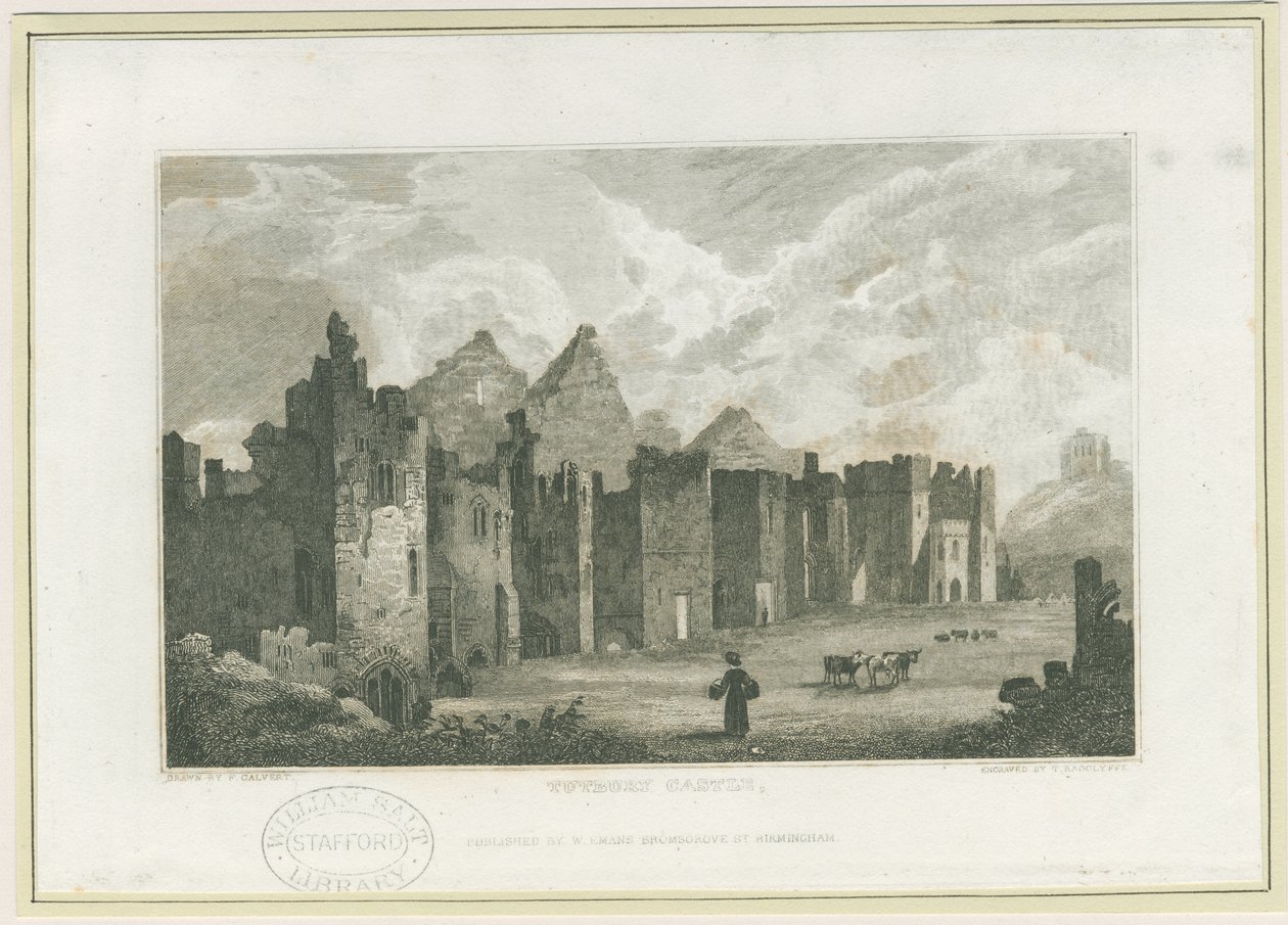 Castelo de Tutbury - Castelo-Yard: gravura, nd [c 1830] (estampado) de Frederick Calvert