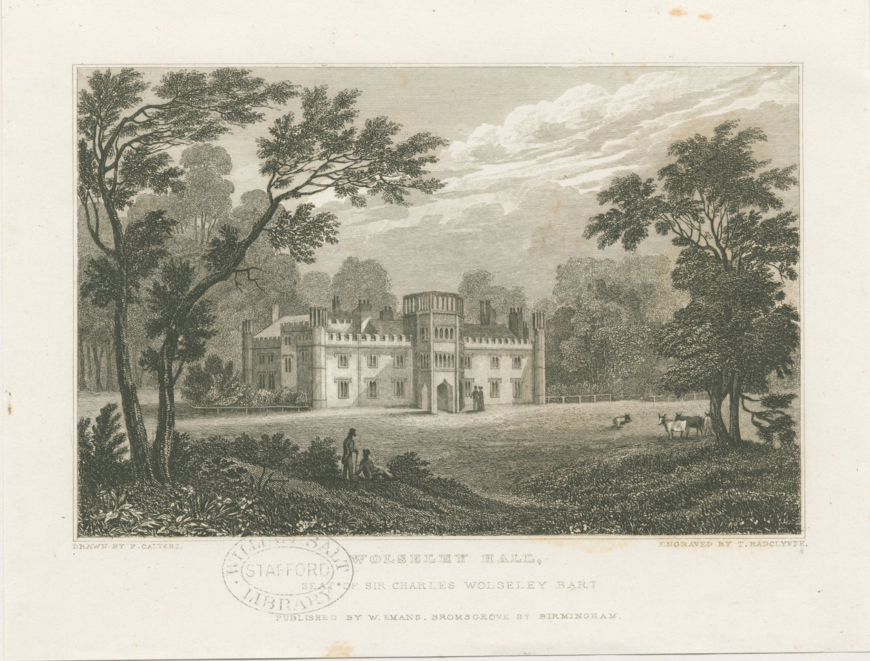 Wolseley Hall: gravação em aço, nd [c 1830] (imprimir) de Frederick Calvert