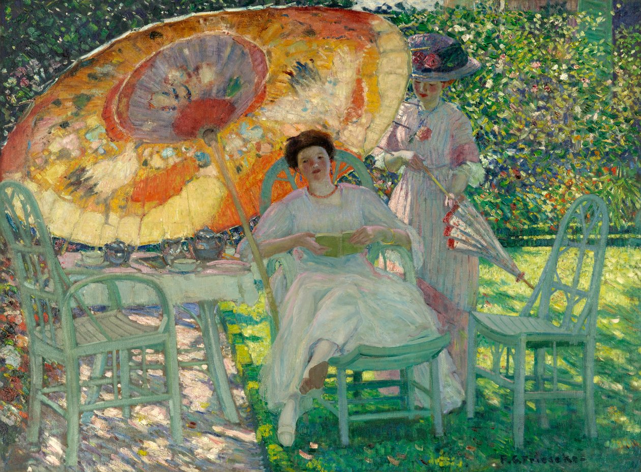 O guarda-sol do jardim, c.1910 de Frederick Carl Frieseke