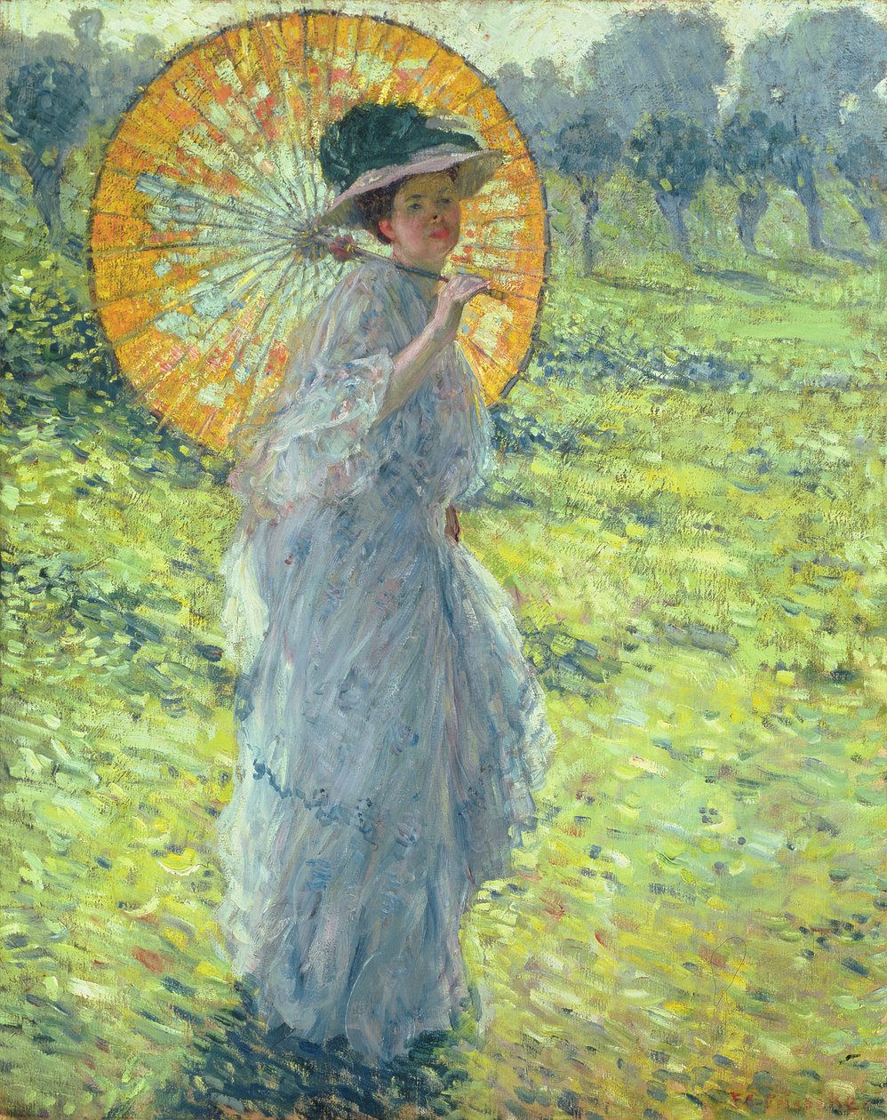 Mulher com guarda-sol, c. 1906 (óleo sobre tela) de Frederick Carl Frieseke
