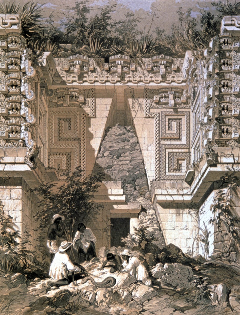 Porta de entrada, Casa do Governador, Uxmal de Frederick Catherwood