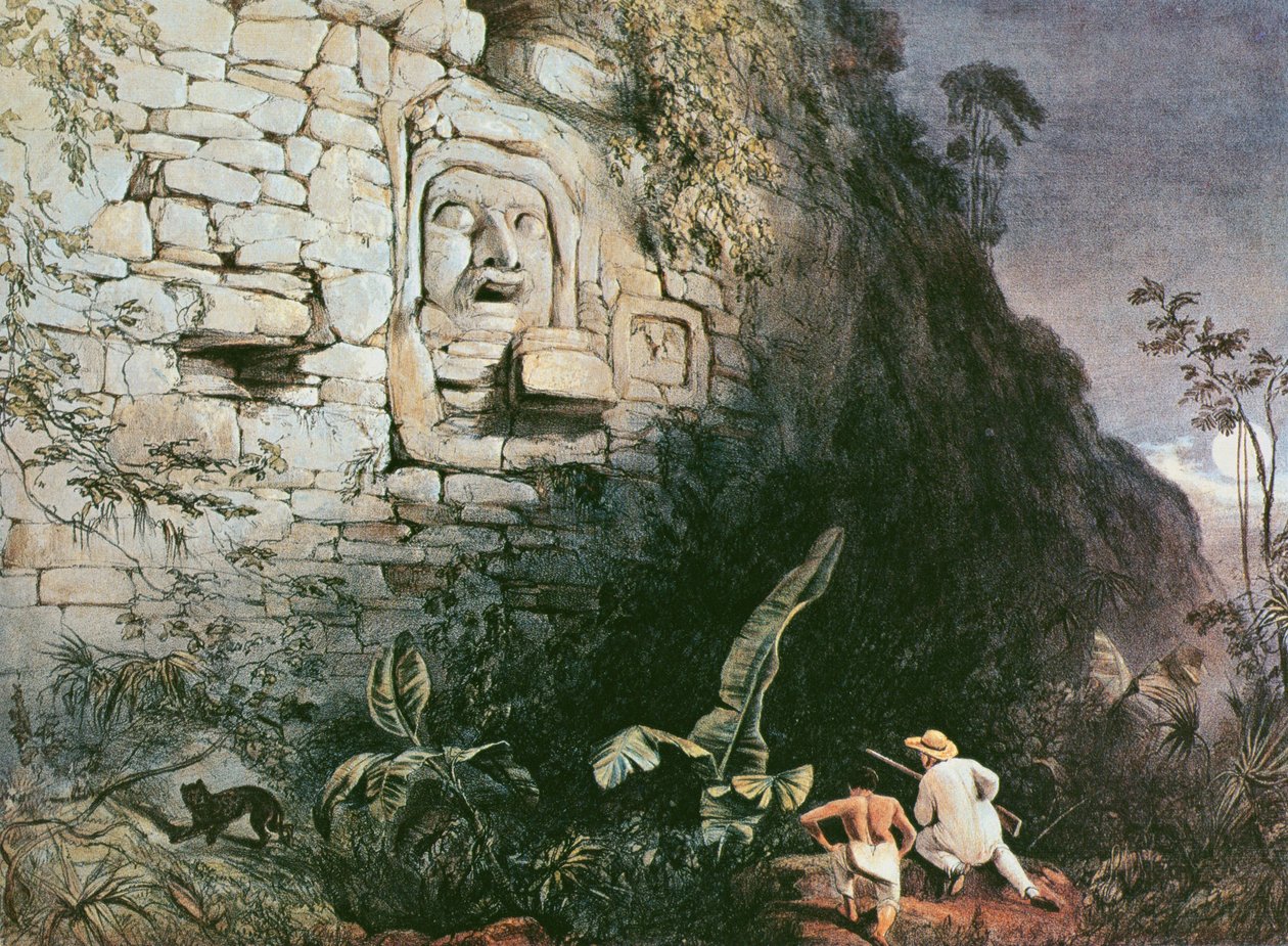 Chefe de Itzam Na, Izamal, Yucatan, México, 1844 (lito colorido) de Frederick Catherwood