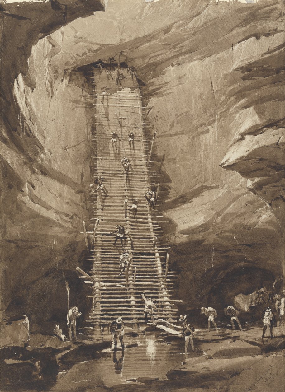 Bem em Bolonchen, Yucatan (caneta, tinta, lápis e lavar no papel) de Frederick Catherwood