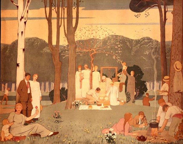 Cena de piquenique (cartaz) de Frederick Cayley Robinson