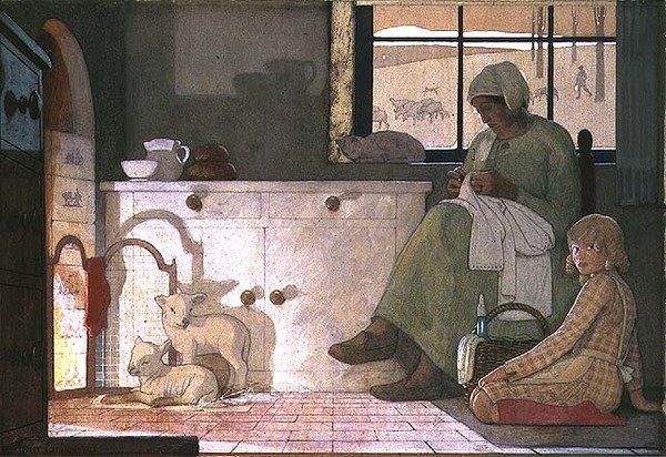 Estudo para "A Mãe Anfitriã". de Frederick Cayley Robinson