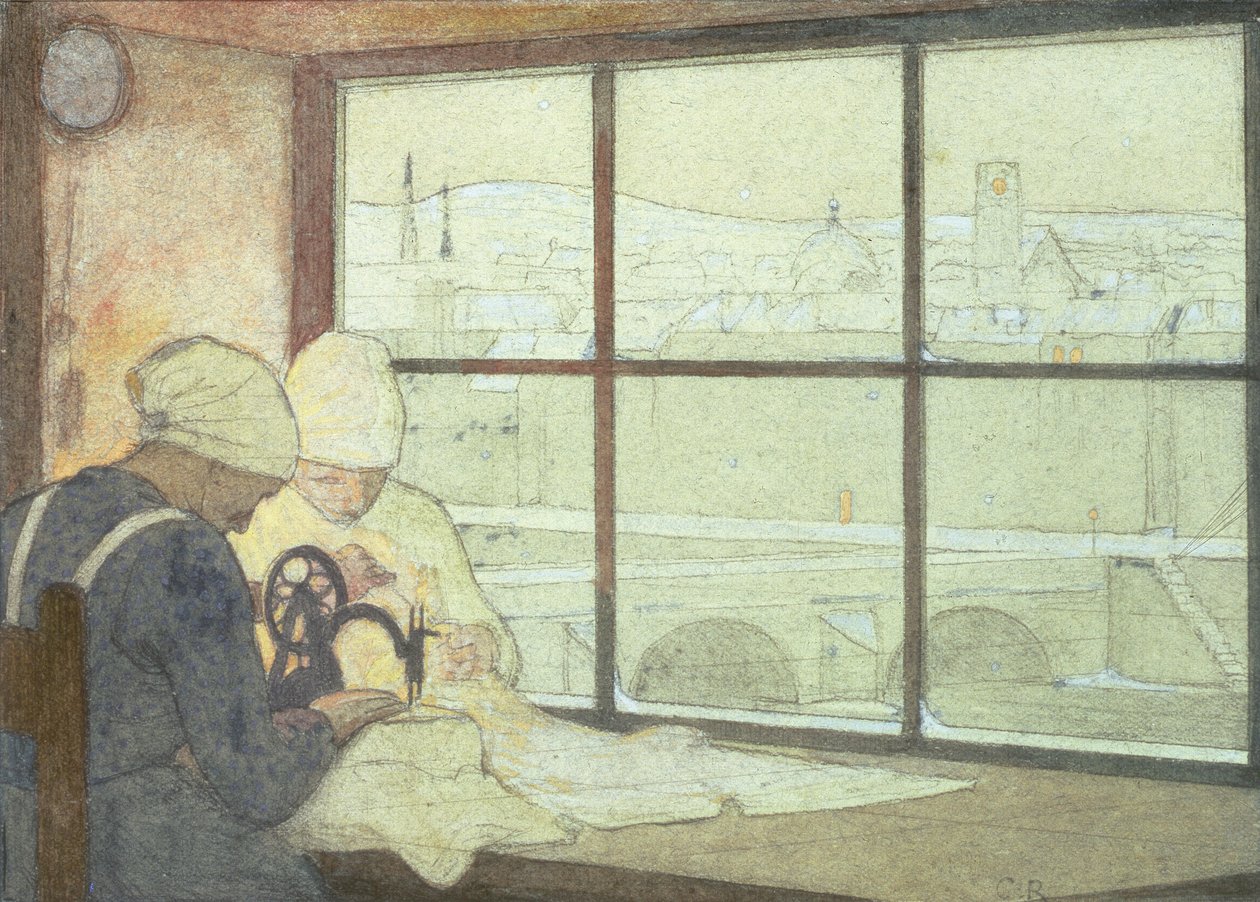 A Vigília (lápis e wc) de Frederick Cayley Robinson
