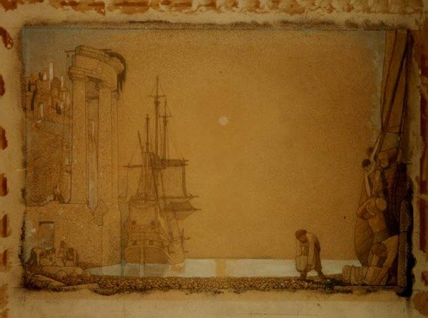 Descarga Carga (lápis e giz) de Frederick Cayley Robinson