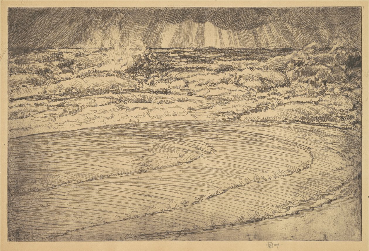 Surf Pesado, Maré Alta, Easthampton, 1920. de Frederick Childe Hassam