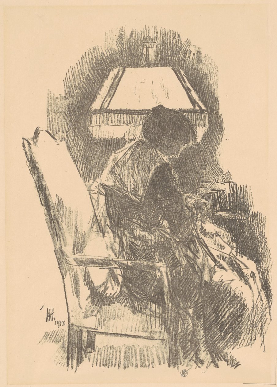 Sra. Hassam Knitting grande, 1918. de Frederick Childe Hassam