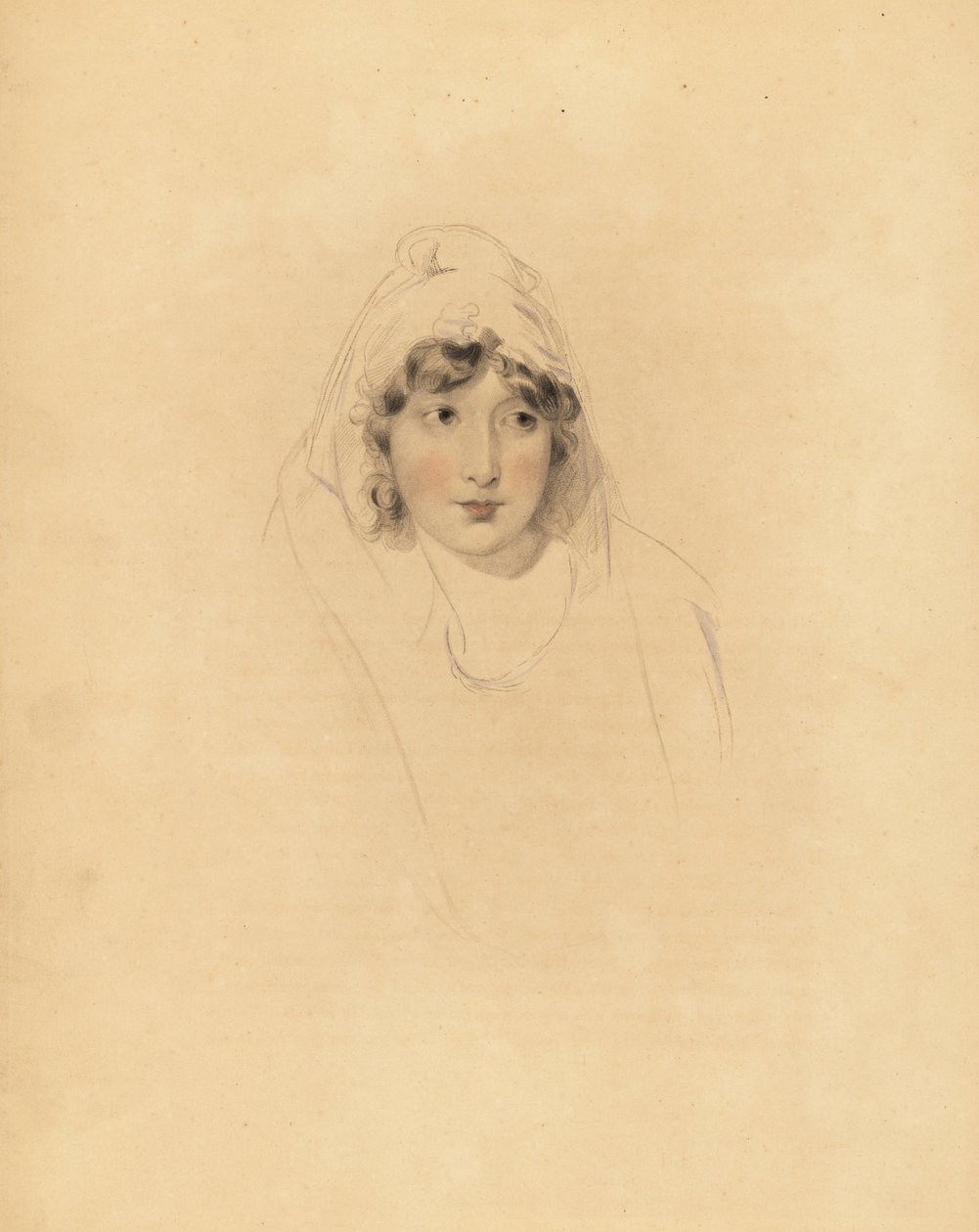 Retrato de Lady Augusta Lowther, Condessa de Fane, esposa do 1º Conde de Lonsdale. Gravura manuscrita de Frederick Christian Lewis após ilustração de Sir Thomas Lawrence do Gabinete de Gemas de P.G. Patmore, Ackermann, Londres. de Frederick Christian Lewis