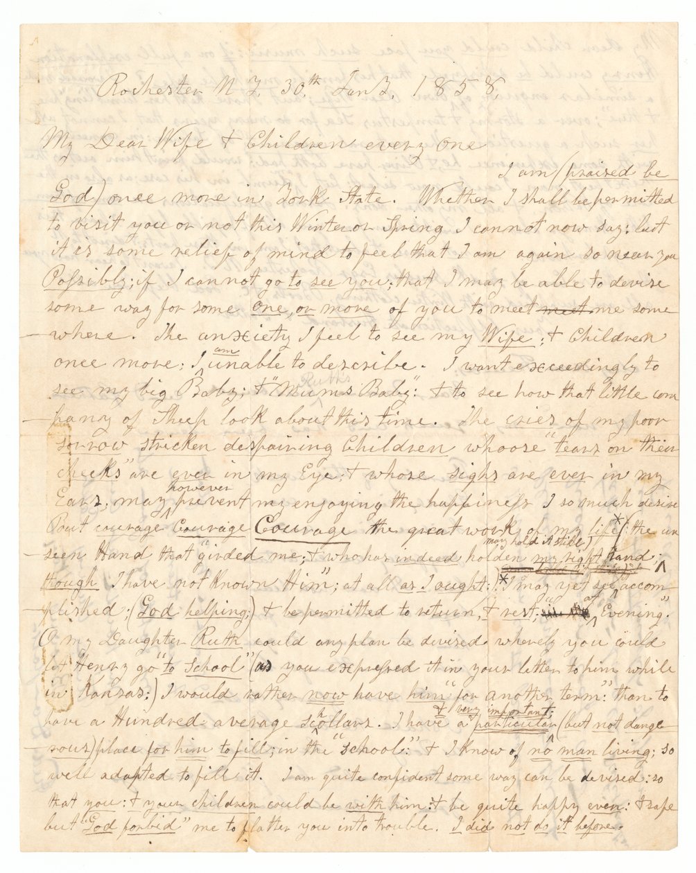 Carta escrita por John Brown e Frederick Douglass para a esposa e filhos de Brown, 30 de janeiro de 1858. de Frederick Douglass