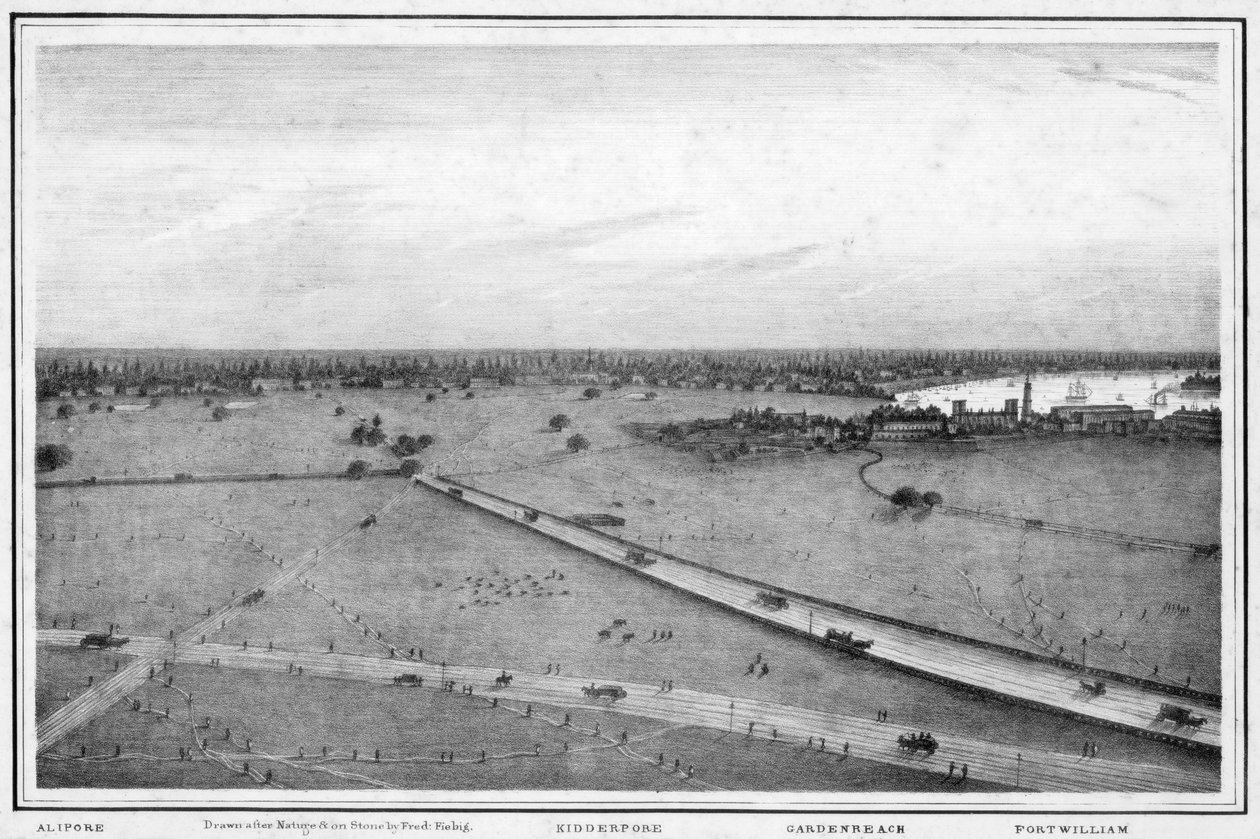 Panorama de Calcutá, Índia, c1840s de Frederick Fiebig