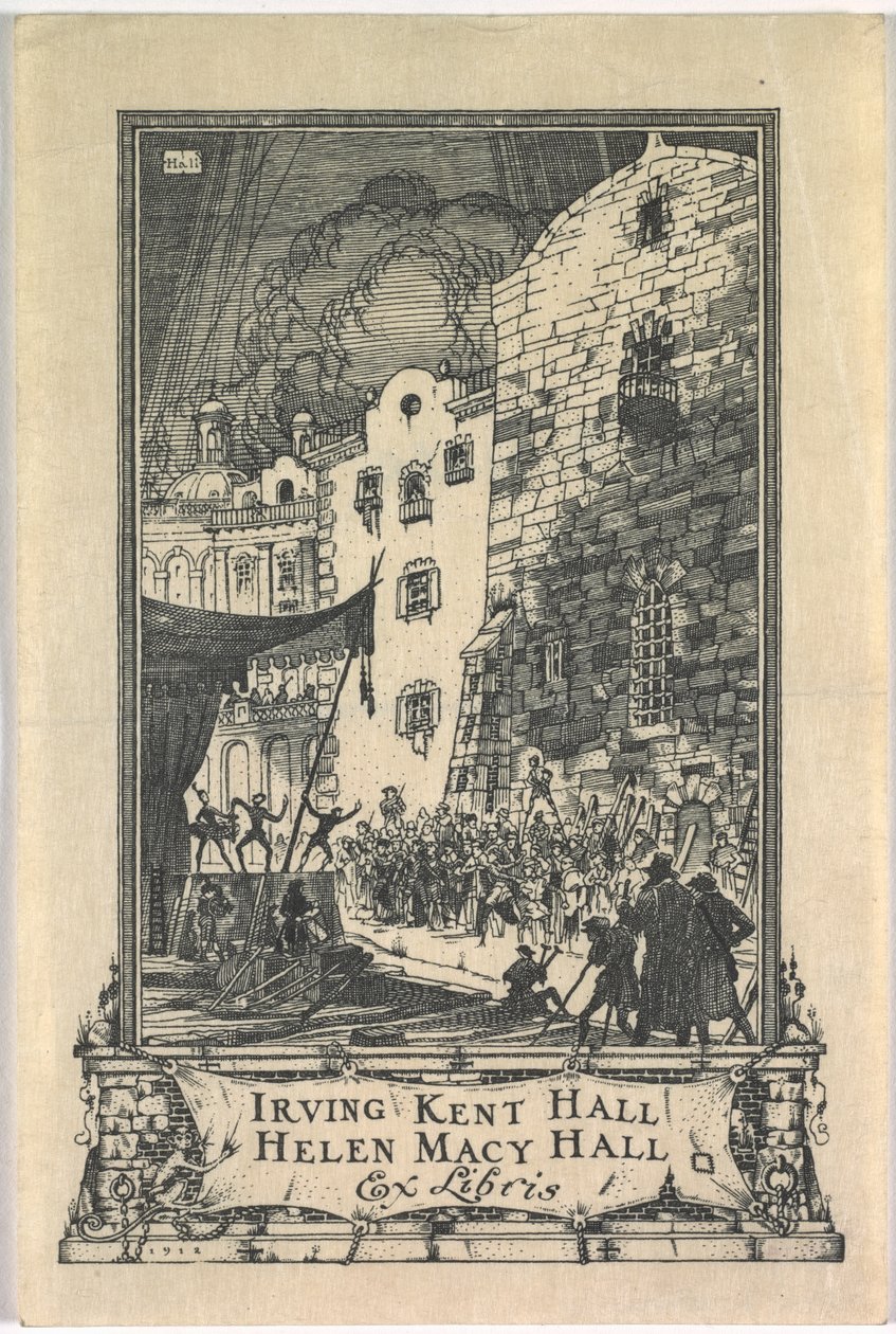 Ex-libris: Irving Kent Hall e Mary Kent Hall, Ex Libris inscrito de Frederick Garrison Hall