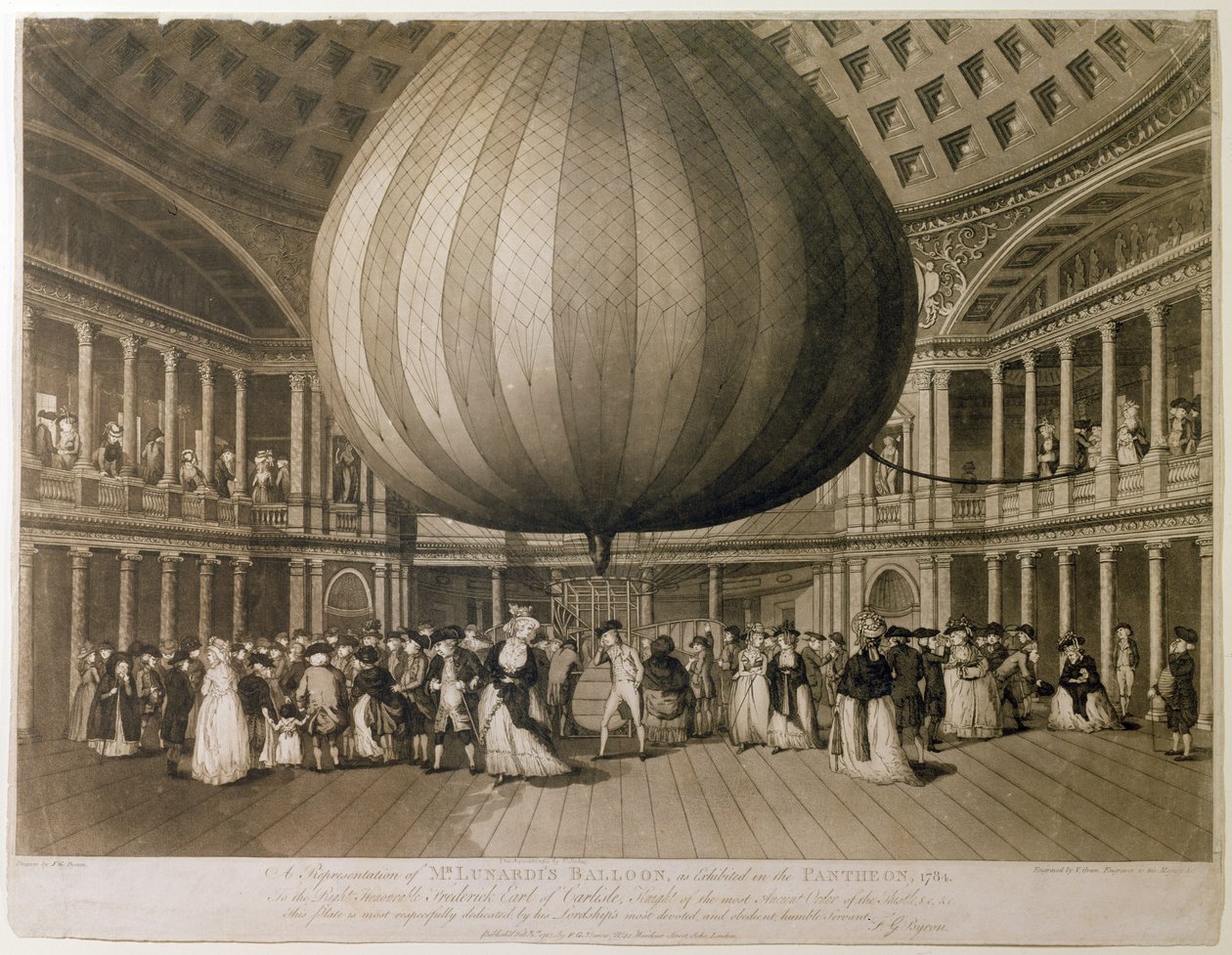 Vista interior do Panteão, Oxford Street, Londres, 1785 (aquatint) de Frederick George Byron