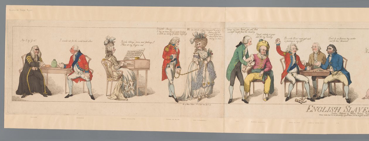 Vinte figuras públicas em várias situações Escravidão Inglesa ou Imagem do Tempo (título no objeto) de Frederick George Byron