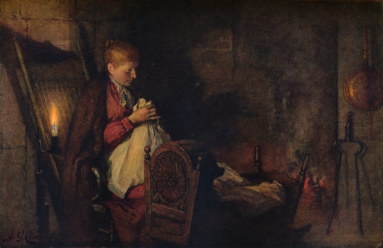 Trabalhando e Observando, c1899 de Frederick George Cotman