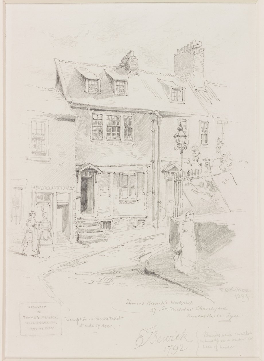 Oficina de Thomas Bewick, St Nicholas &39;Churchyard (lápis sobre papel) de Frederick George Kitton