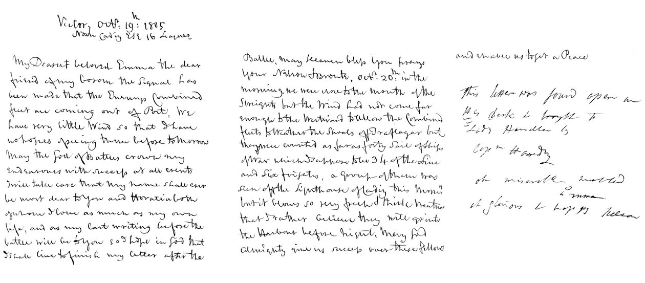 Carta do almirante Lord Nelson a Lady Hamilton, 1805 1865. de Frederick George Netherclift