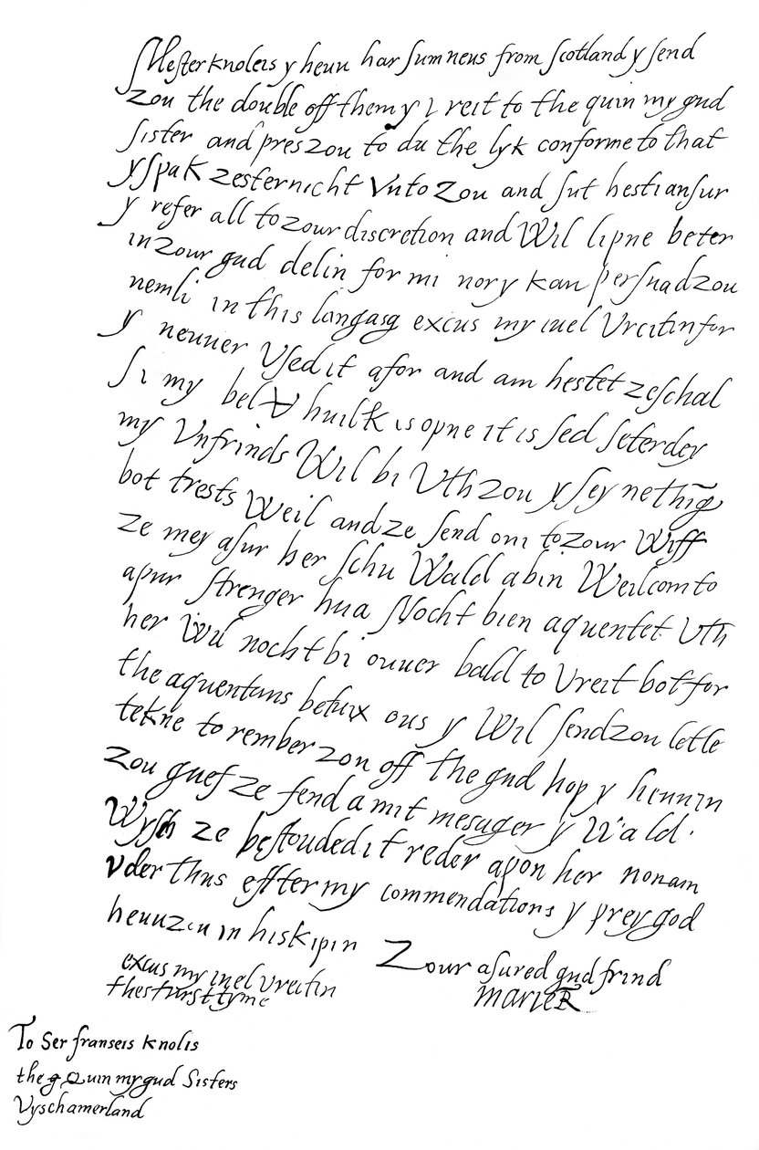 Carta de Mary Queen of Scots a Sir Francis Knollys, 1568 1865. de Frederick George Netherclift