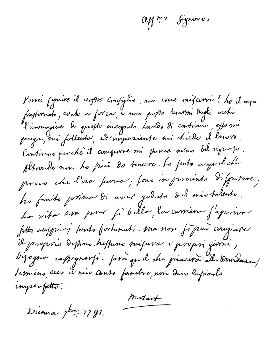 Carta de Wolfgang Amadeus Mozart, 1791 1865. de Frederick George Netherclift