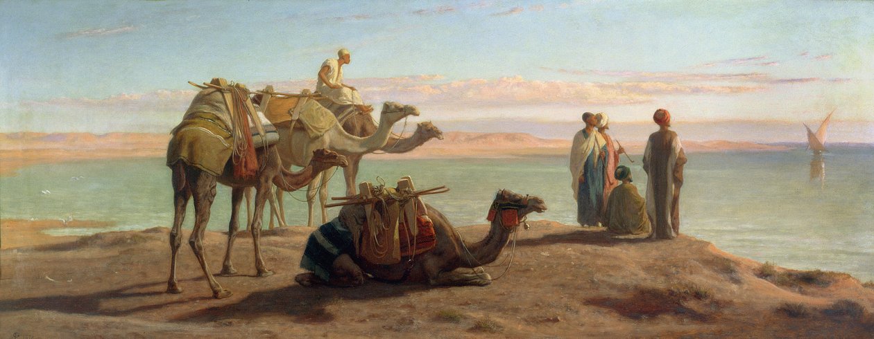 Esperando o barco, Golfo de Suez, 1872 de Frederick Goodall
