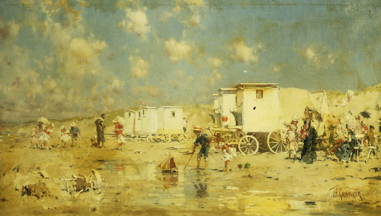 A praia de Scheveningen, Holanda, de Frederick Hendrick Kaemmerer