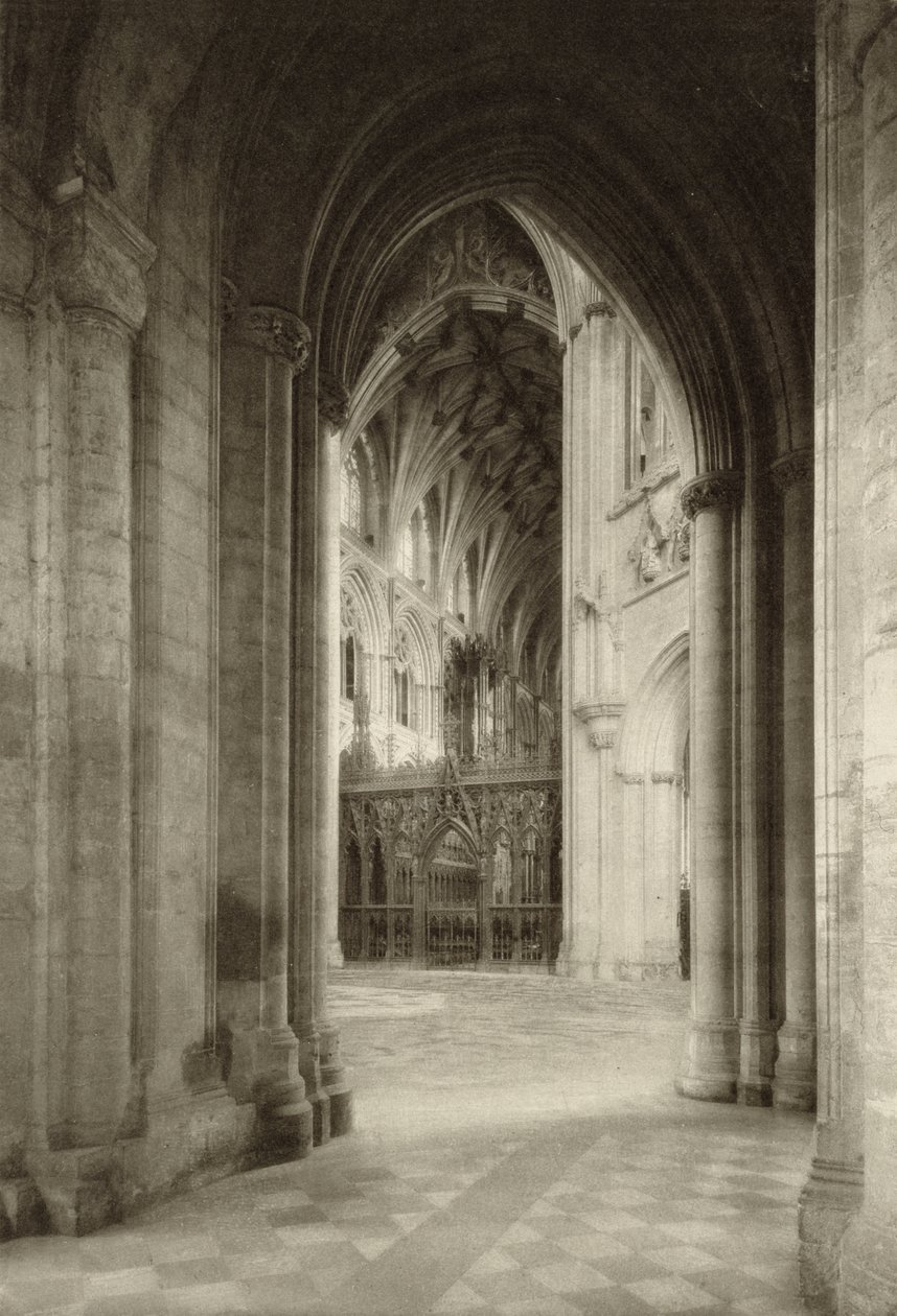 Vista do coro do corredor sul na Catedral de Ely de Frederick Henry Evans